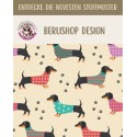 50 cm Baumwolle Canvas Stoff Dackel Hunde im Pulli - Beige Creme Stoffe - 153 g/m² Meterware 160 cm Eigenproduktion